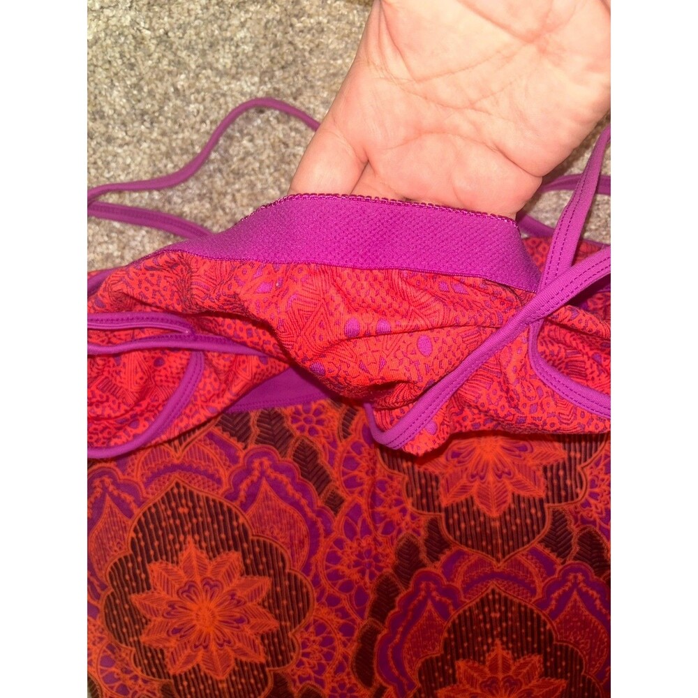 Prana Womens Dress Red Pink‎ Athletic Strappy Bodycon Boho Built In Bra Midi L - Picture 6 of 8